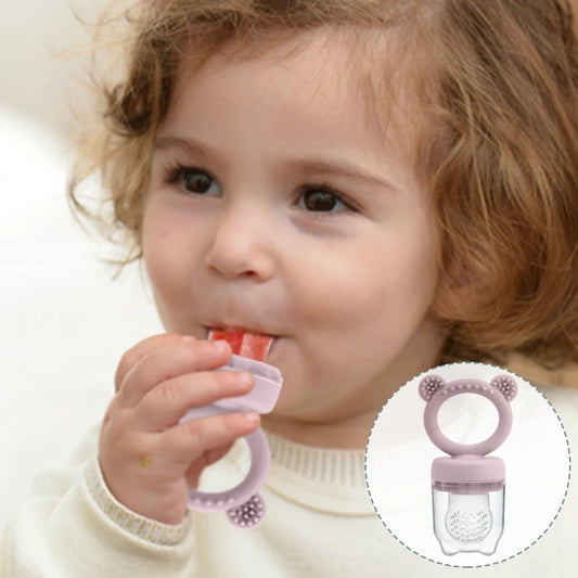 Chupete de silicona para bebé con alimentador de frutas con tapa